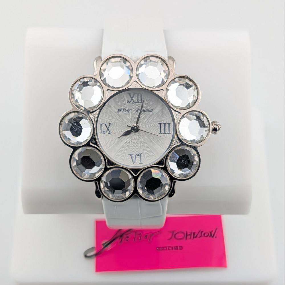 Betsey Johnson BJ2056 NWT Rhinestone Flower Statement Women's Watch 41mm